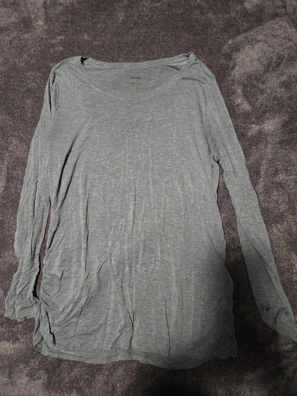 Sonoma Heather Gray Long Sleeve Scoop Neck Top